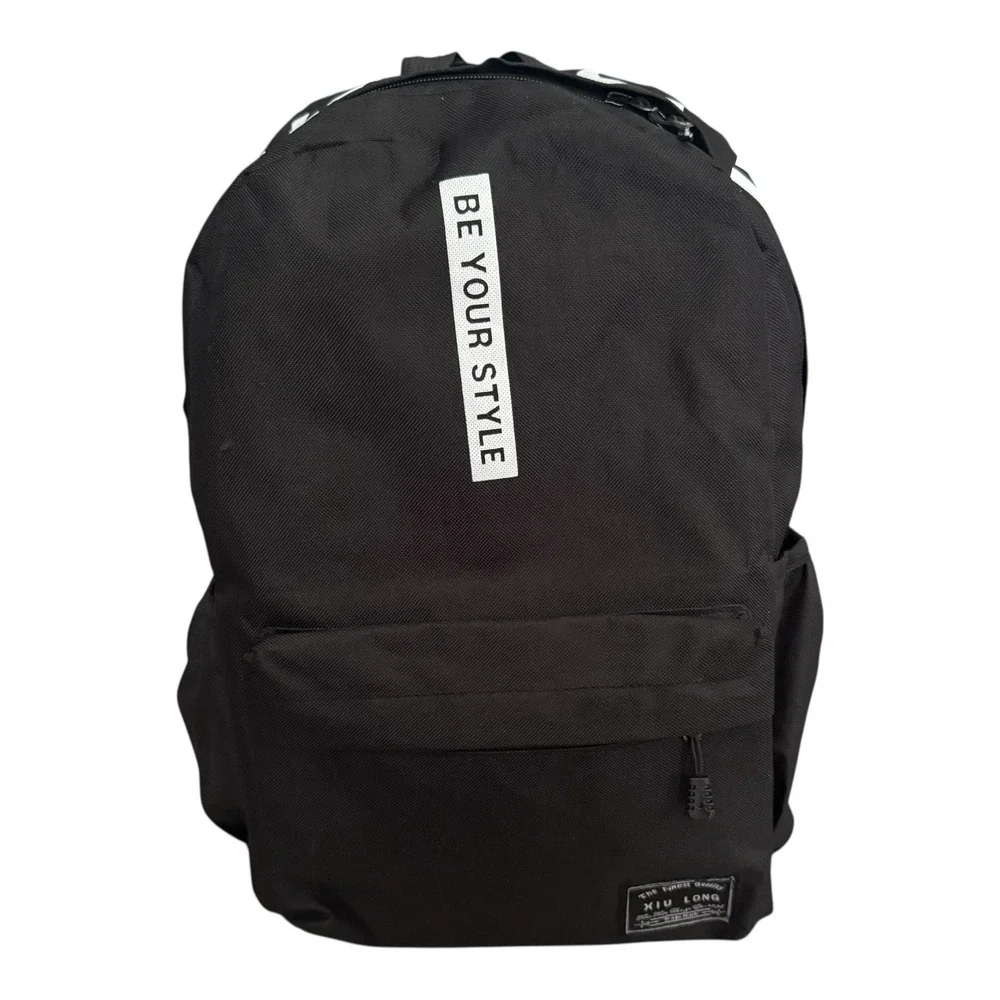Backpack Lightweight Adjustable Strap Pockets Unisex Black Nylon Be Your Style